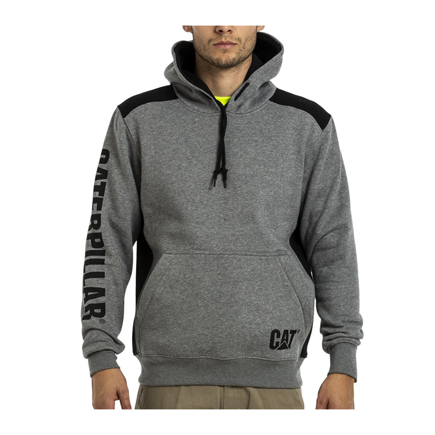 Caterpillar Men's Logo Panel Hooded Sweat Hoodies Dark Grey CAT-24103